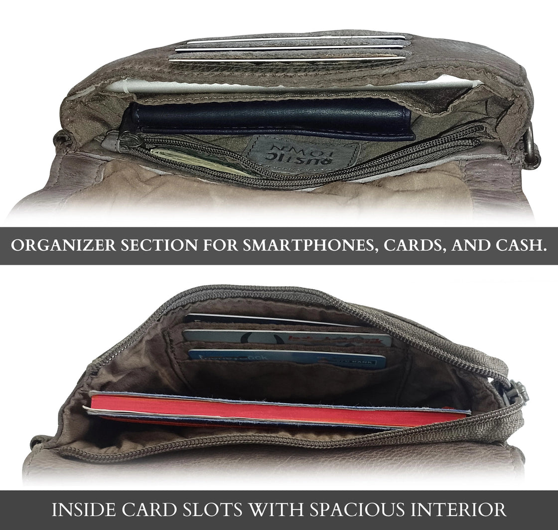 Leather Wallet Travel Purse Waist Bag for Women, Taupe