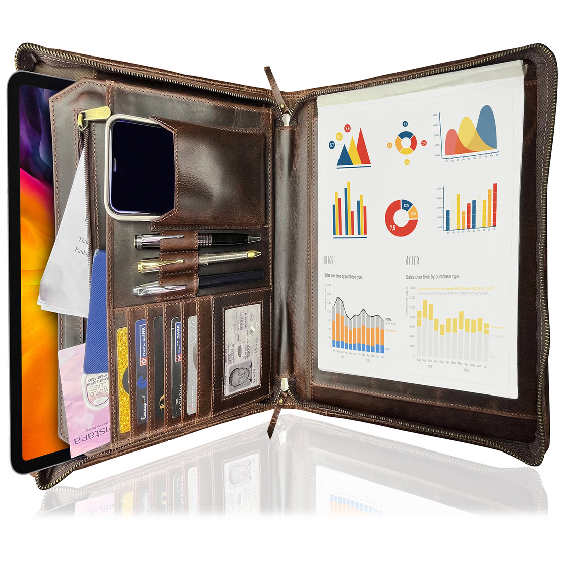 Kingsman Business Leather Portfolio (Walnut/Mulberry)