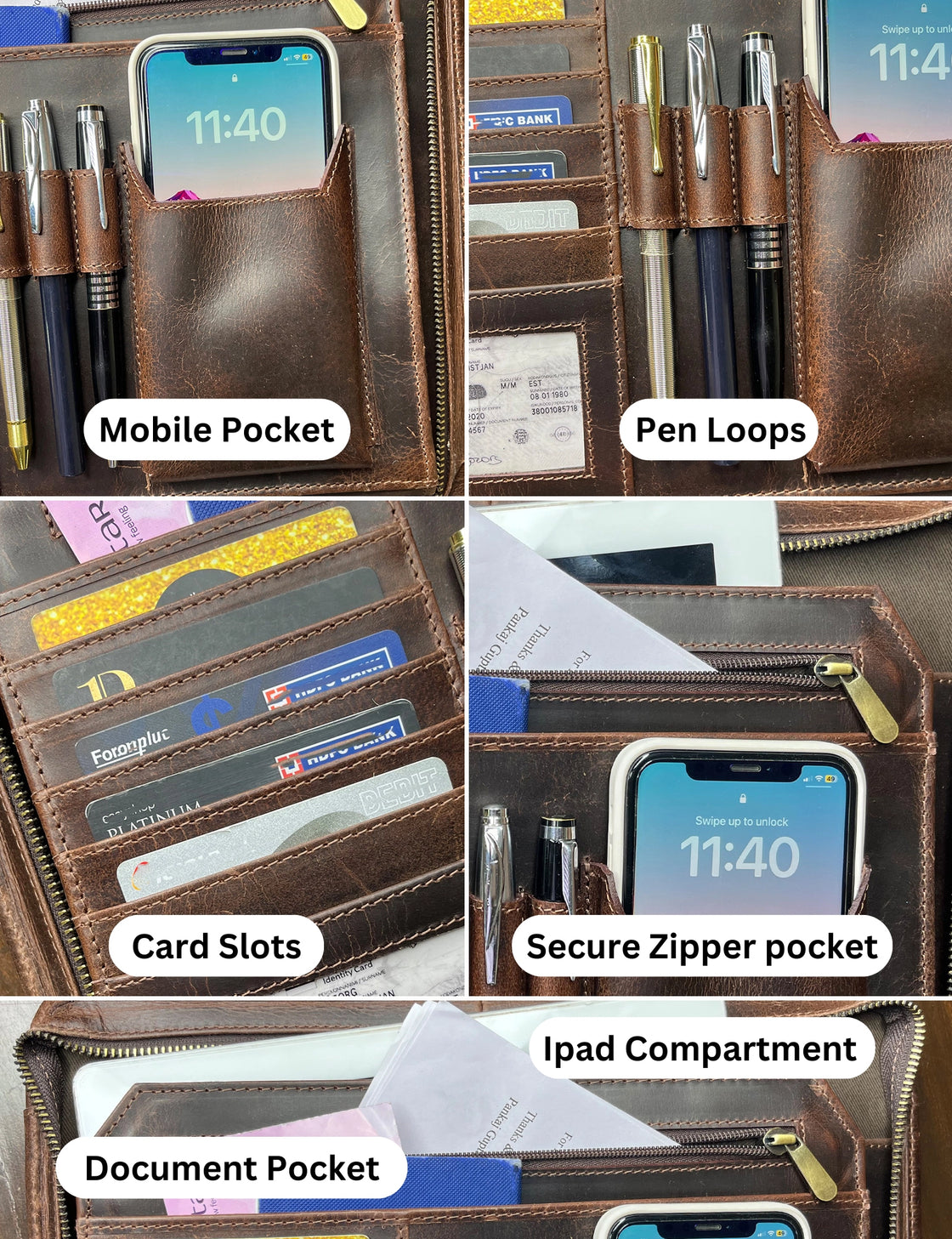 Kingsman Business Leather Portfolio (Walnut/Mulberry)