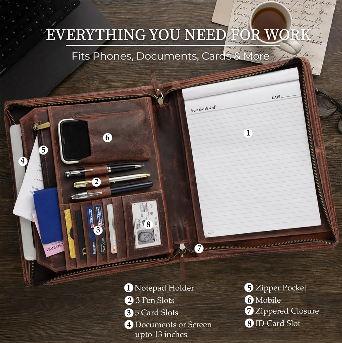 Kingsman Business Leather Portfolio (Walnut/Mulberry)