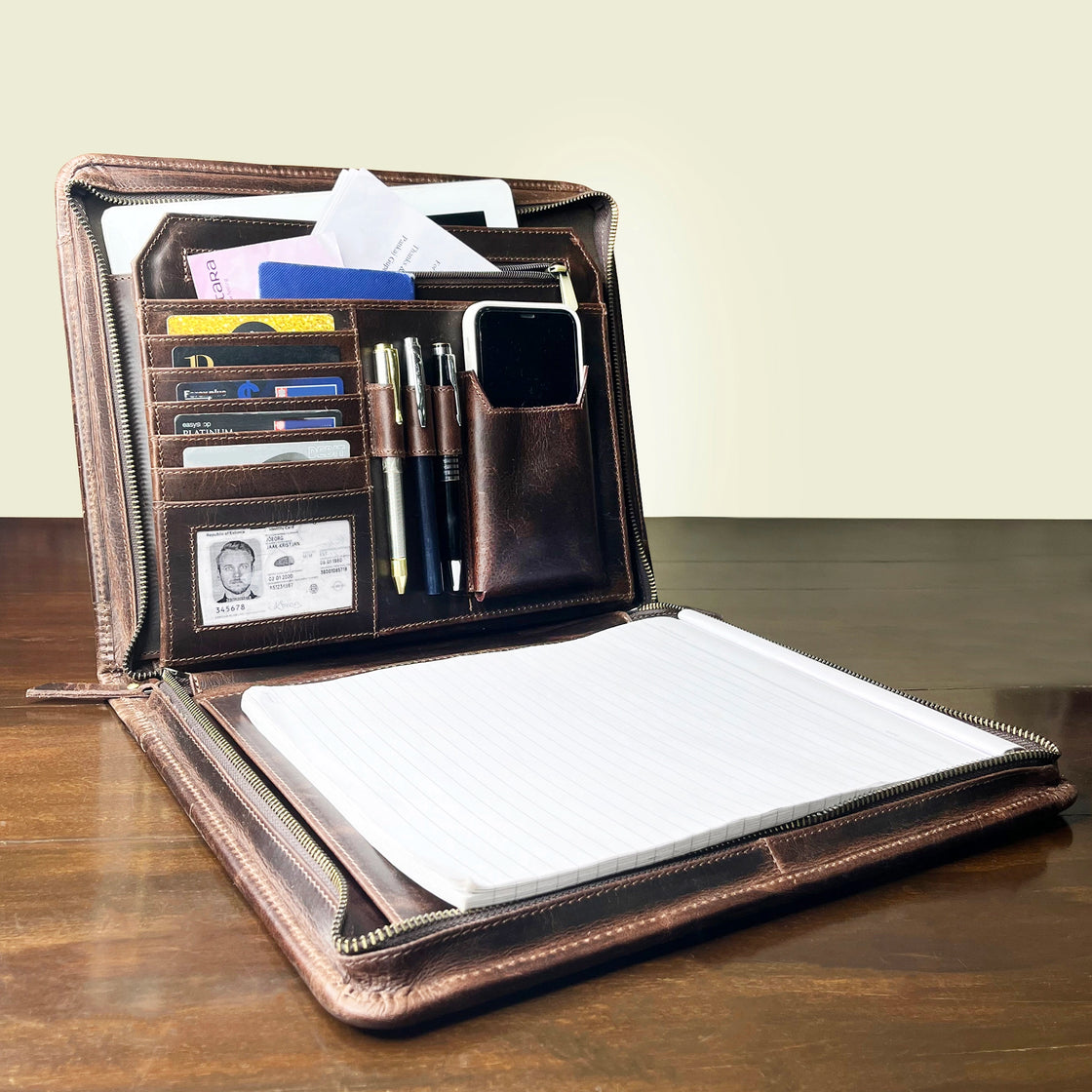 Kingsman Business Leather Portfolio (Walnut/Mulberry)