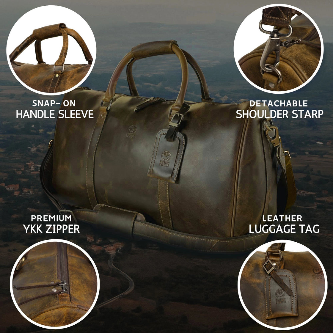 Nando Adventure Leather Travel Duffle Bag (Brown)