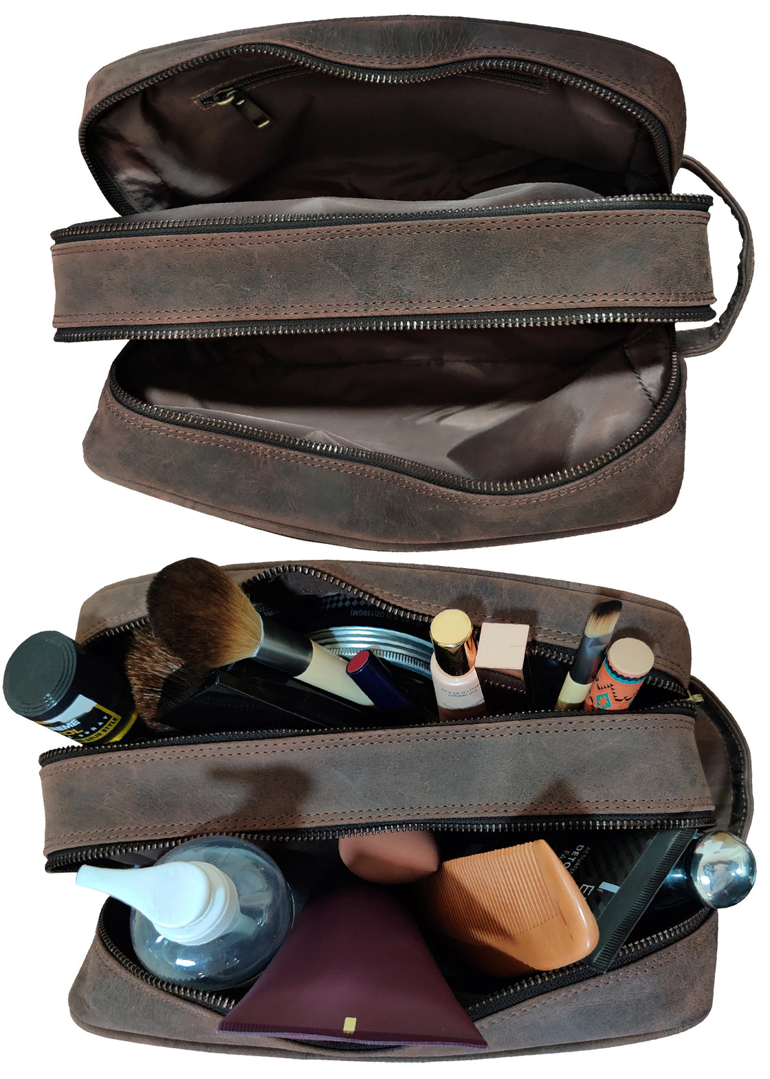 Johnny Men's Leather Travel Dopp Kit (Dark  Brown)