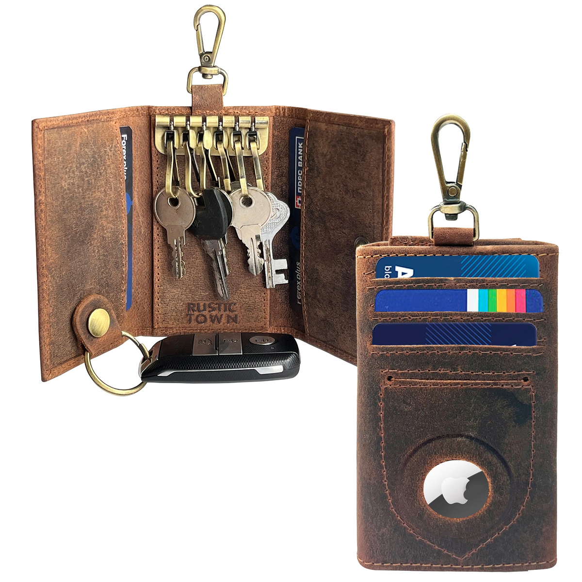 Willow Leather Key Holder - Slim Keychain AirTag Holder Wallet