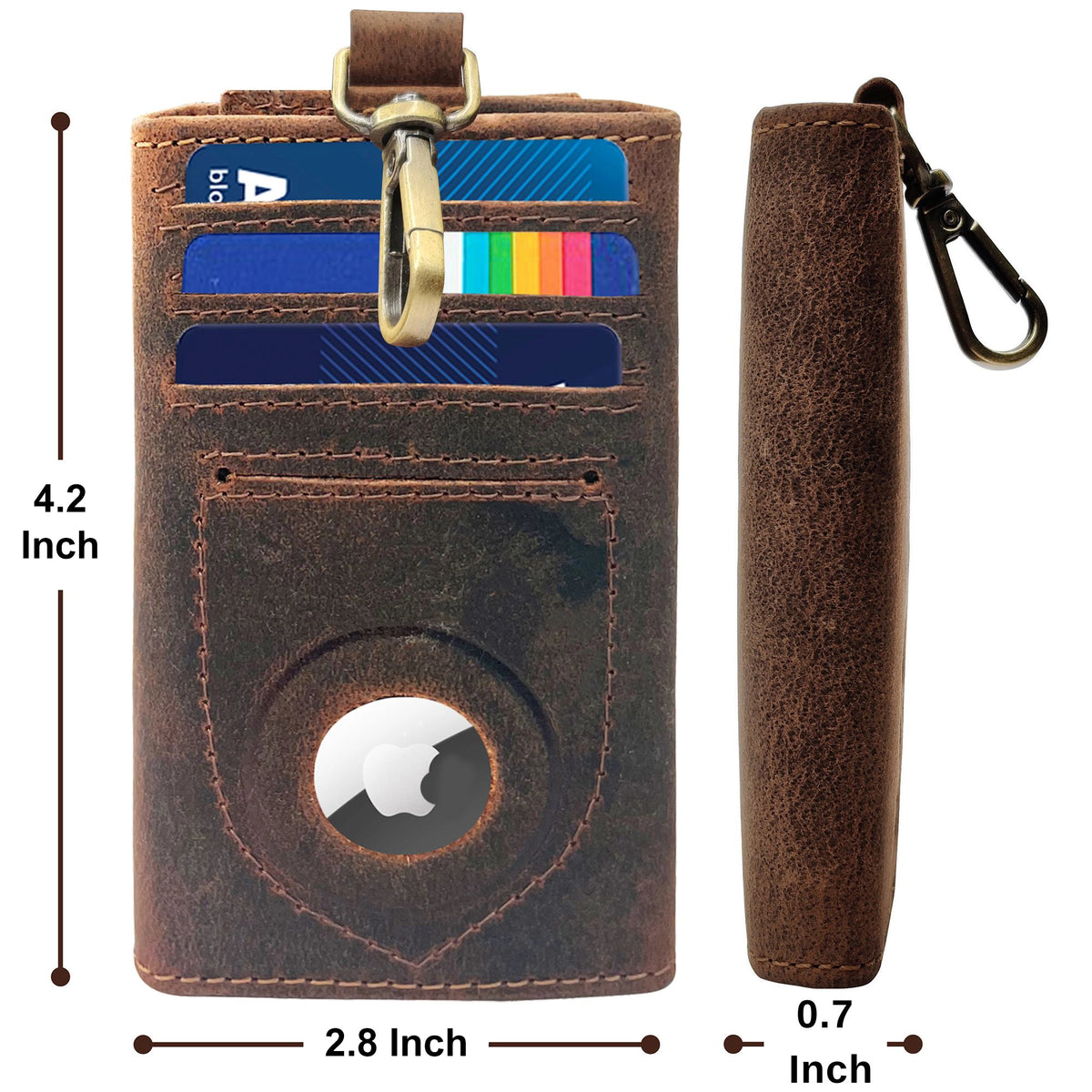 Willow Leather Key Holder - Slim Keychain AirTag Holder Wallet