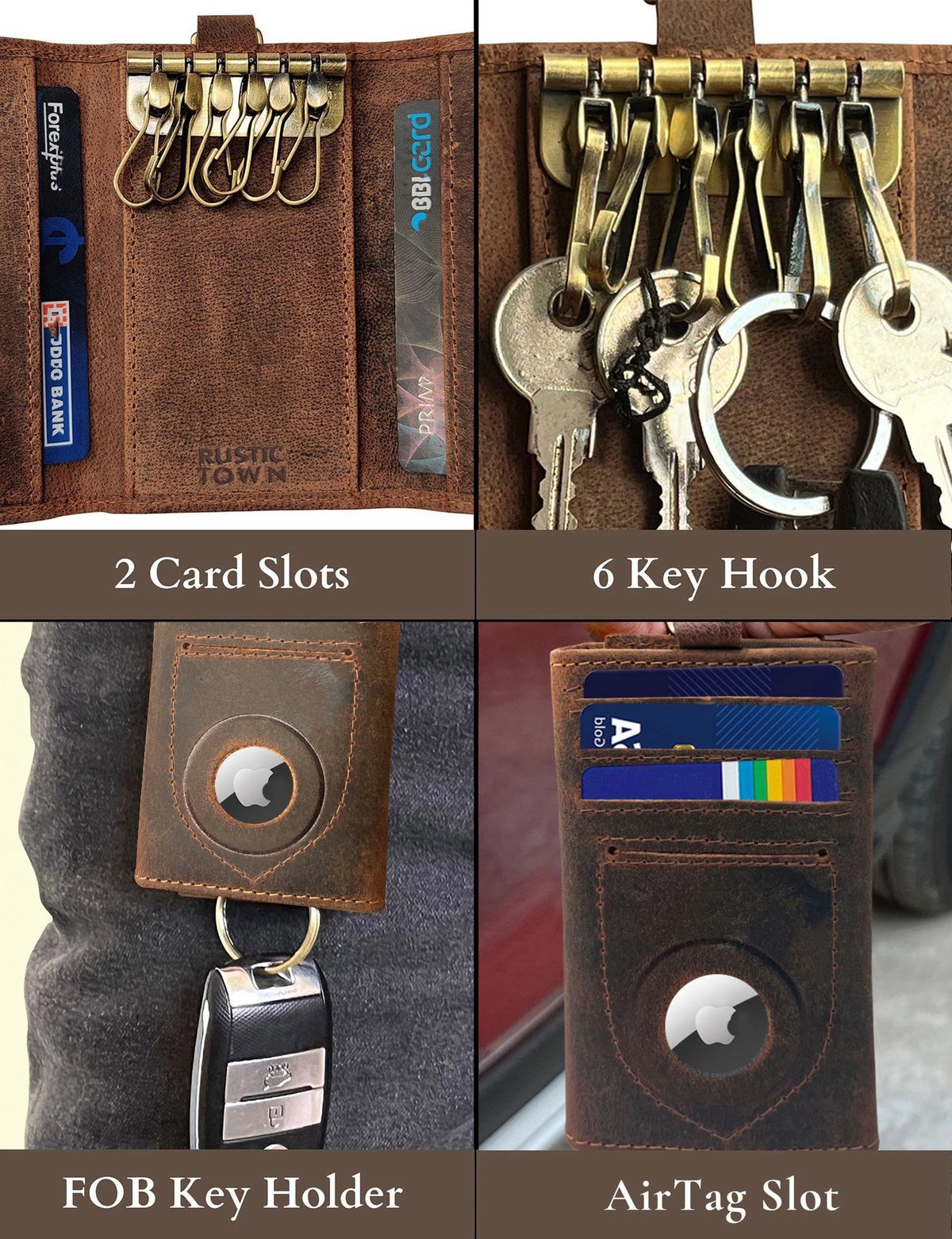 Willow Leather Key Holder - Slim Keychain AirTag Holder Wallet