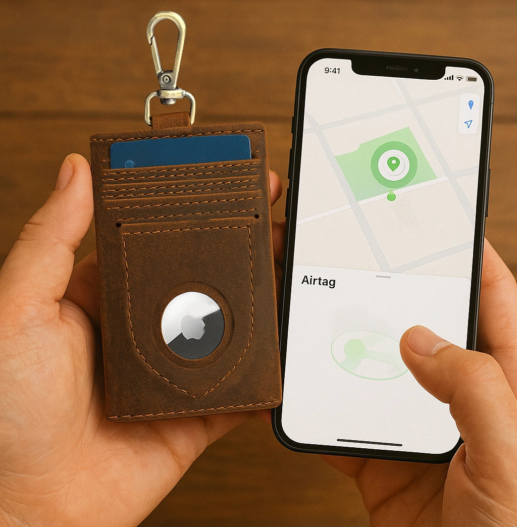 Willow Leather Key Holder - Slim Keychain AirTag Holder Wallet