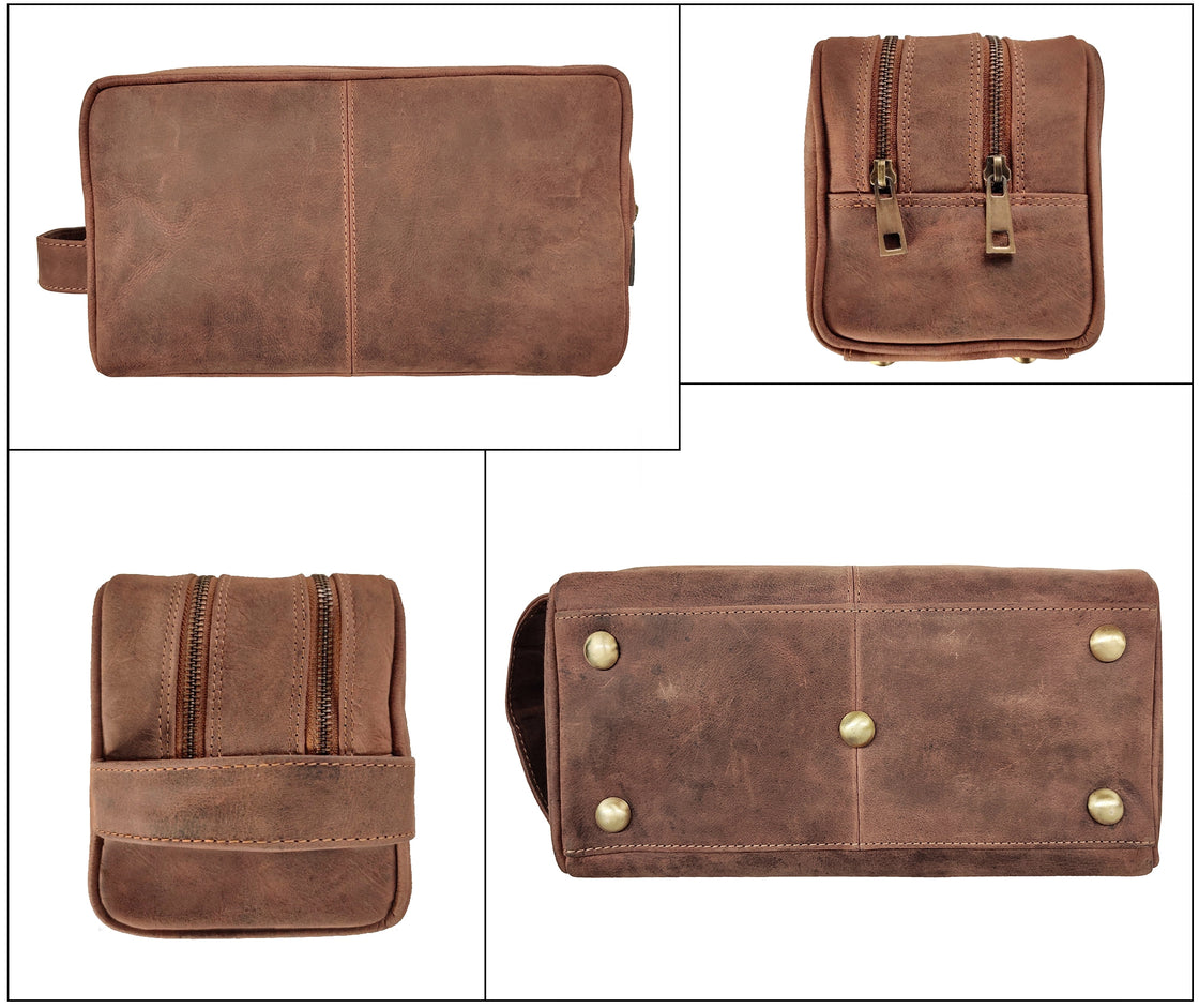 Johnny Handmade Leather Dopp Kit (Brown)
