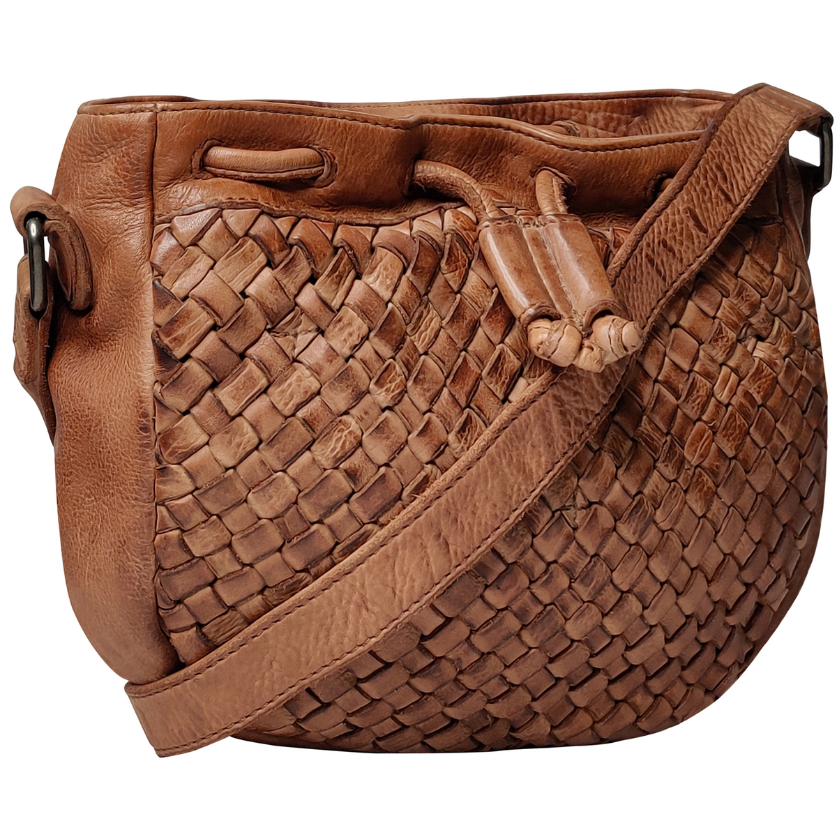 Leather Shoulder Bag for Women, Cognac