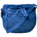 Leather Shoulder Bag for Women, Petrol Blue