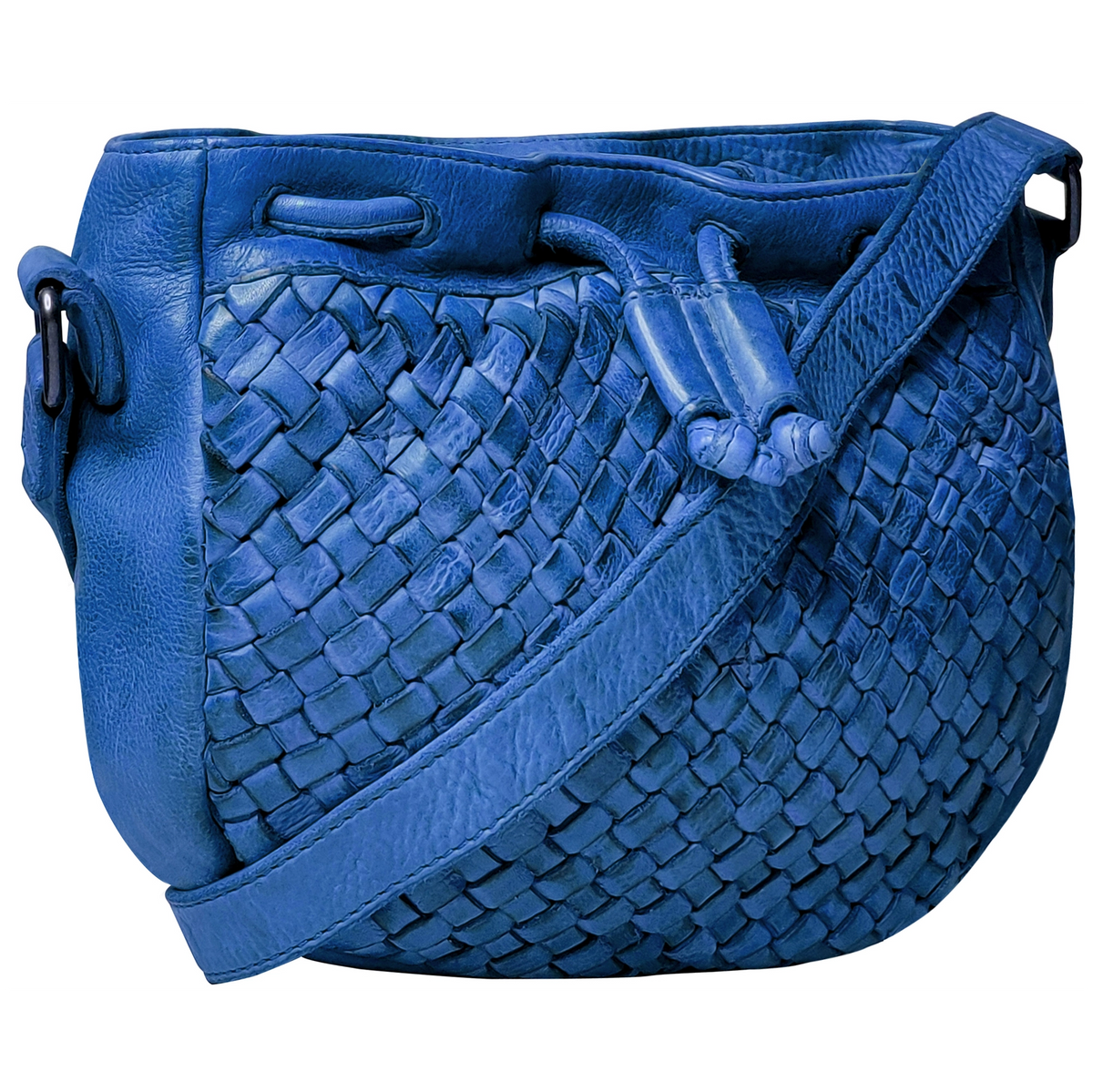 Leather Shoulder Bag for Women, Petrol Blue