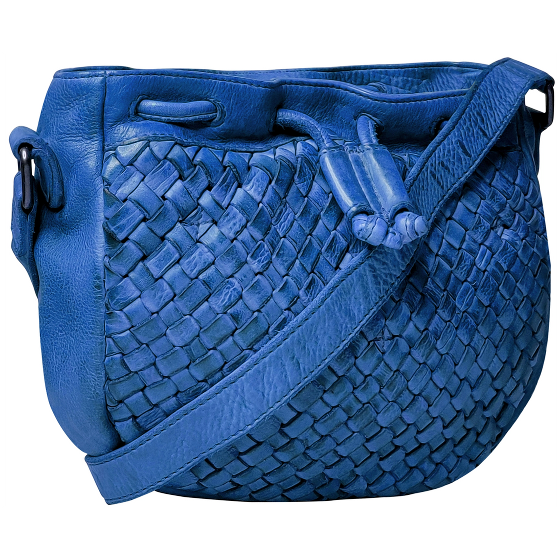 Leather Shoulder Bag for Women, Petrol Blue