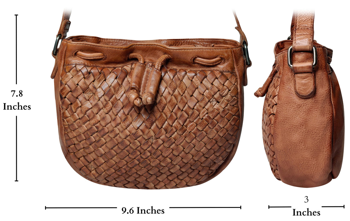 Leather Shoulder Bag for Women, Cognac
