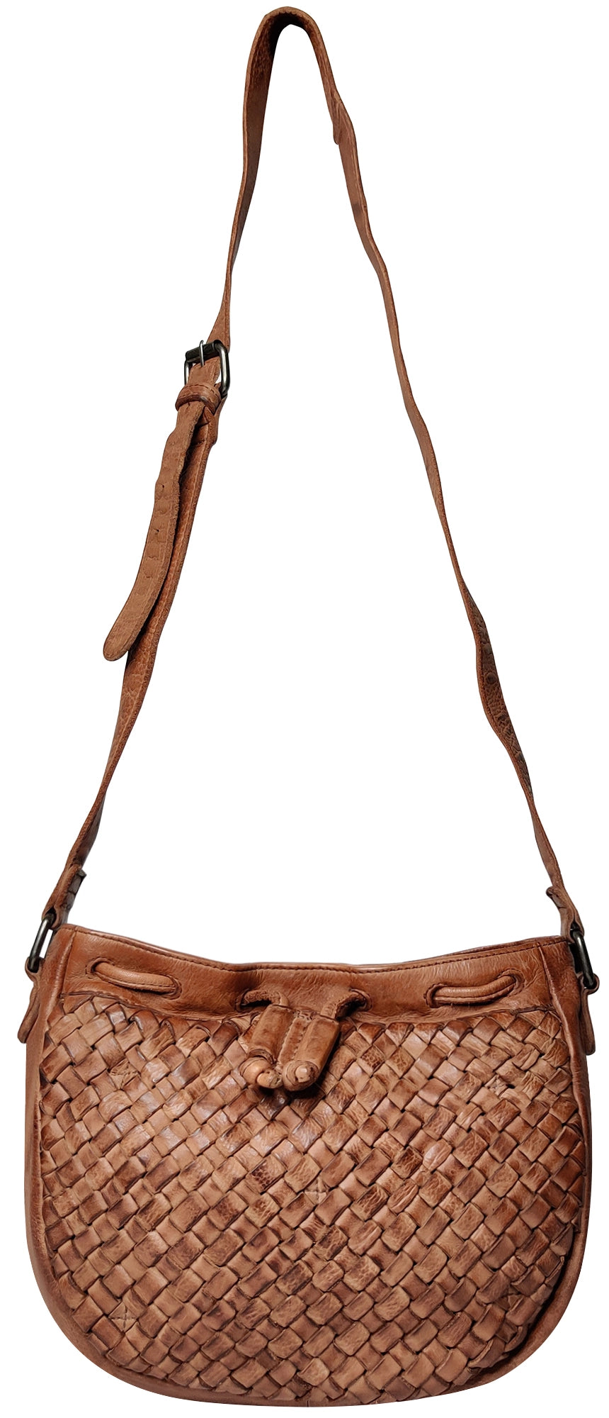 Leather Shoulder Bag for Women, Cognac