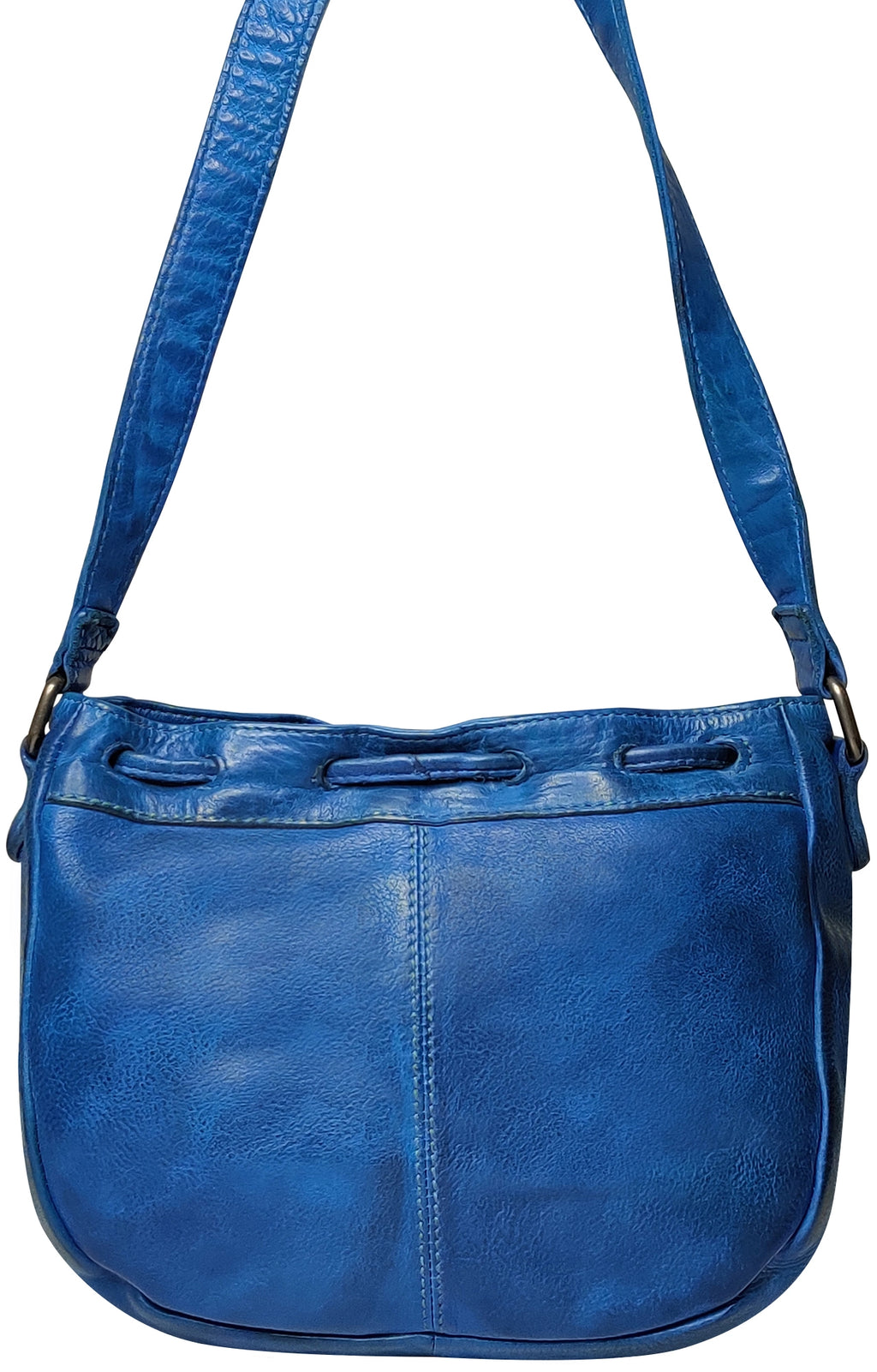 Leather Shoulder Bag for Women, Petrol Blue