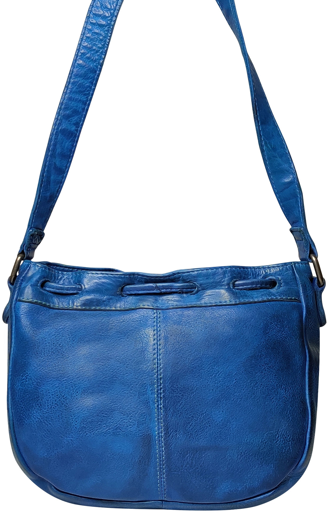 Leather Shoulder Bag for Women, Petrol Blue