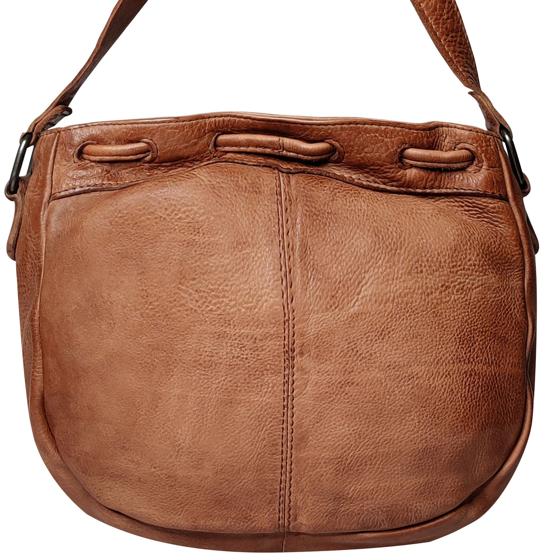 Leather Shoulder Bag for Women, Cognac