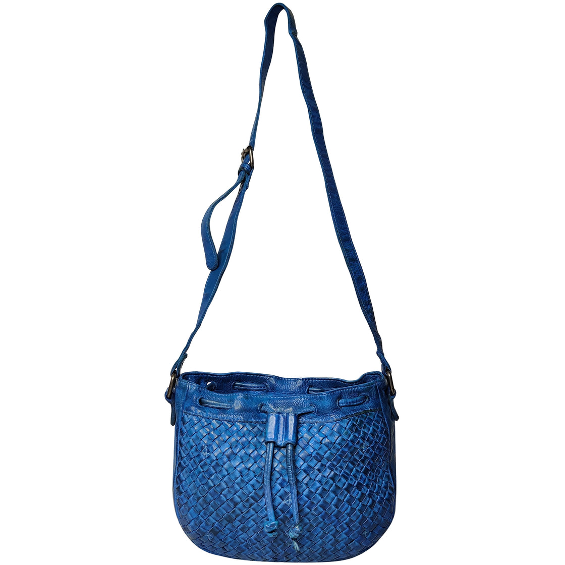 Leather Shoulder Bag for Women, Petrol Blue