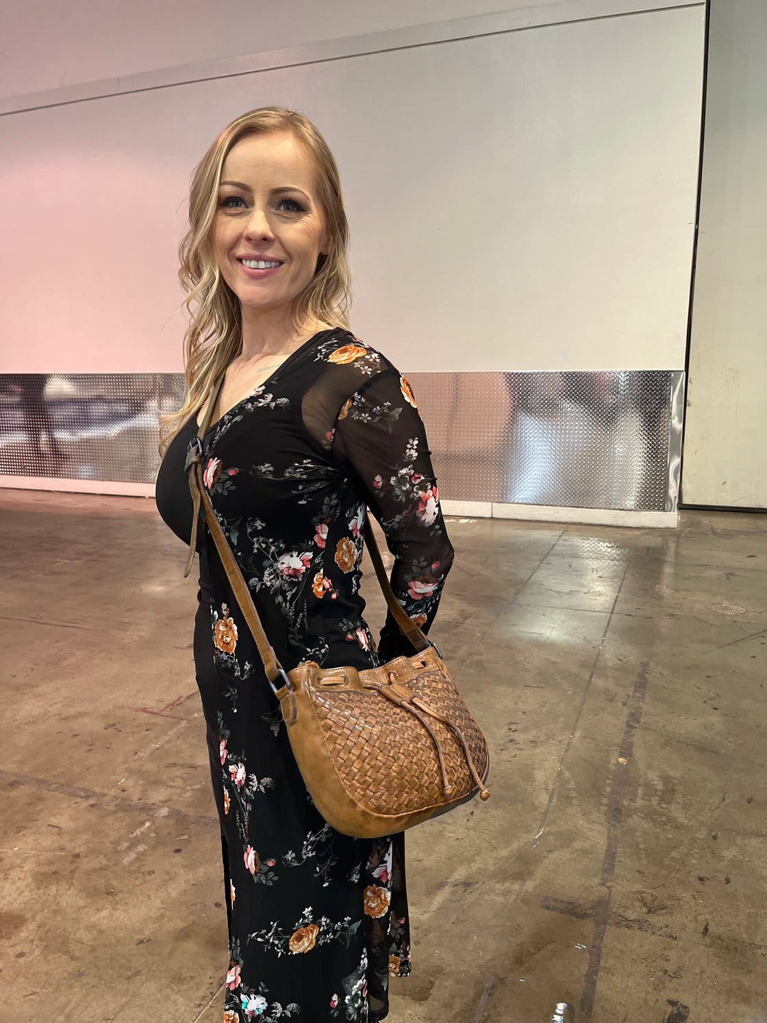 Leather Shoulder Bag for Women, Cognac