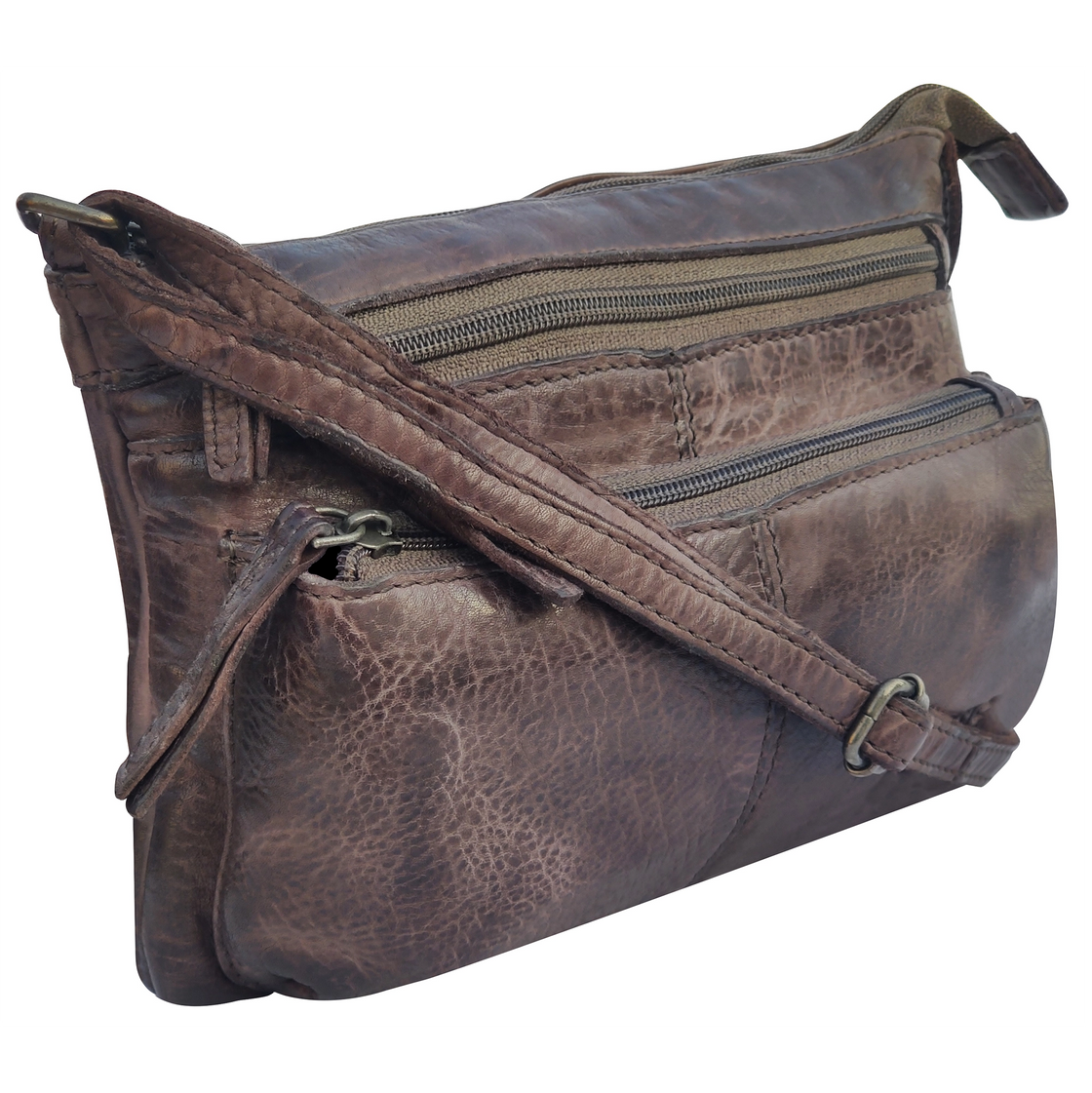 Leather Crossbody Handbag for Women, Taupe