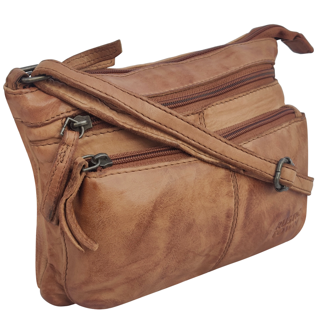 Leather Crossbody Handbag for Women, Cognac