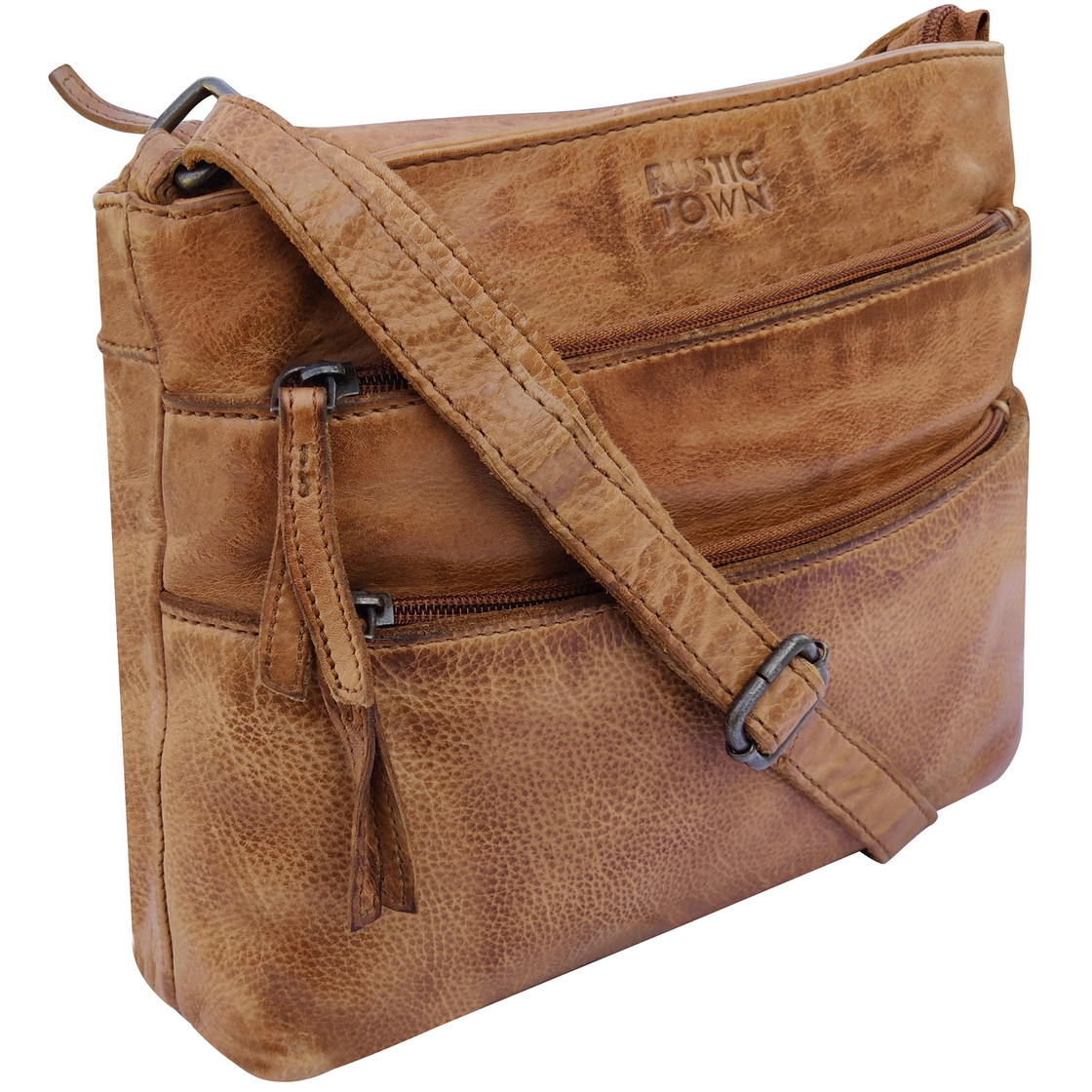 Leather Crossbody Bag for Women, Cognac