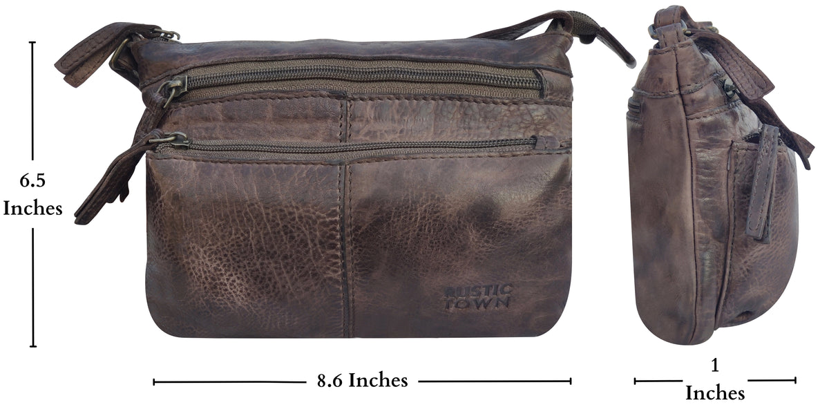 Leather Crossbody Handbag for Women, Taupe