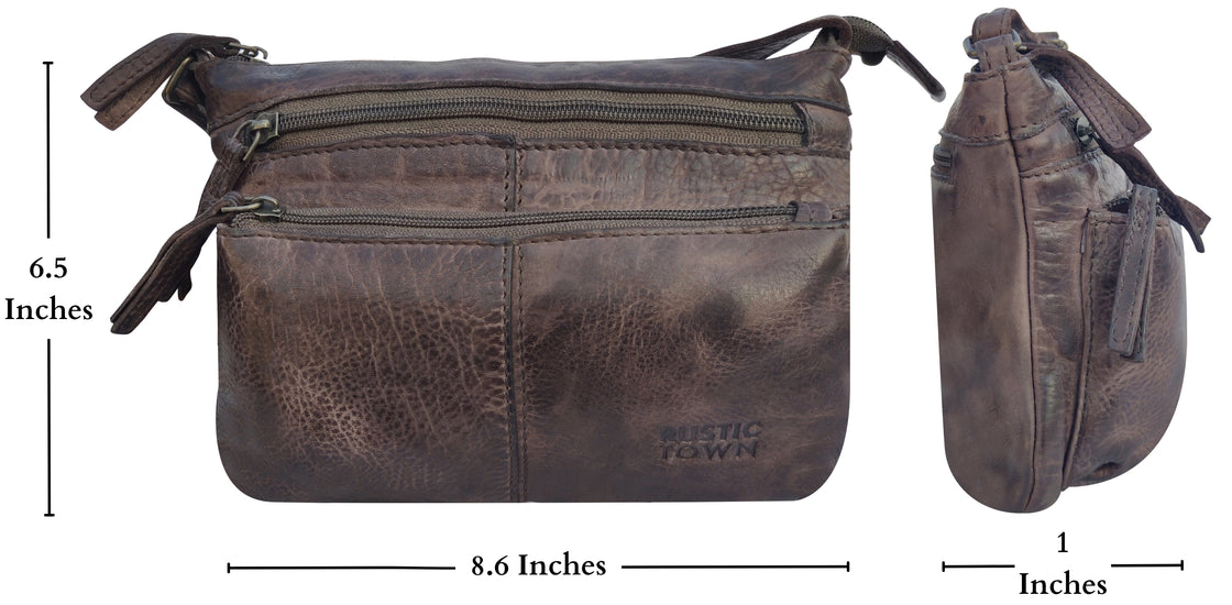 Leather Crossbody Handbag for Women, Taupe