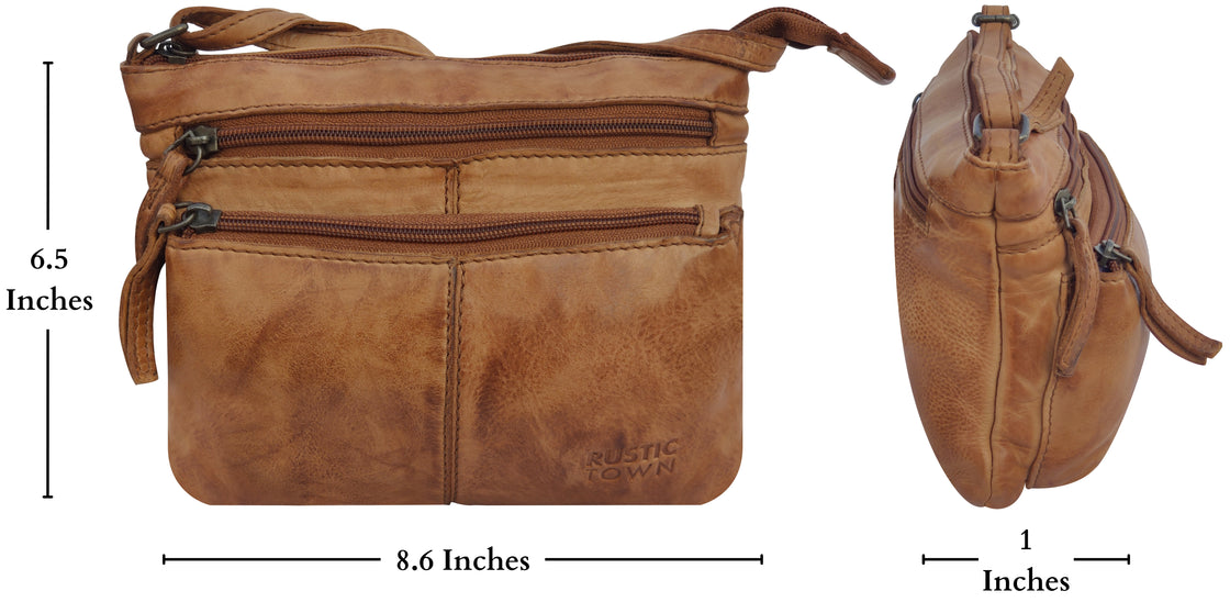 Leather Crossbody Handbag for Women, Cognac