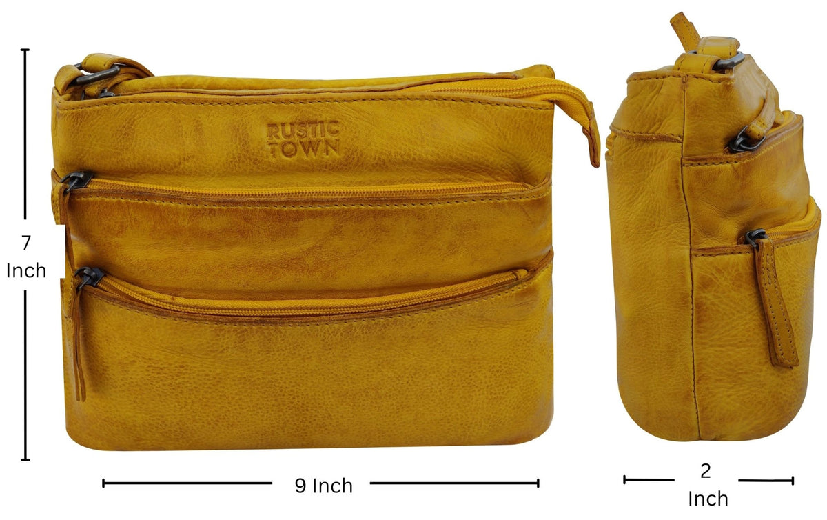 Leather Crossbody Bag for Women, Ocher