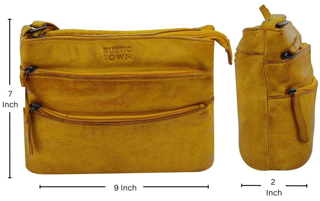 Leather Crossbody Bag for Women, Ocher