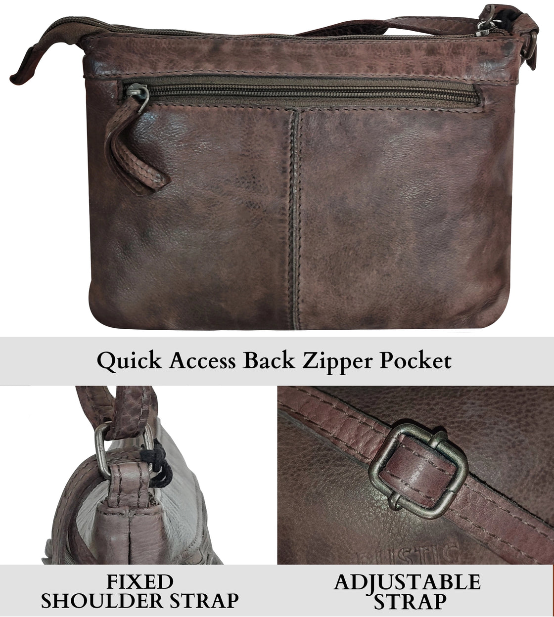 Leather Crossbody Handbag for Women, Taupe