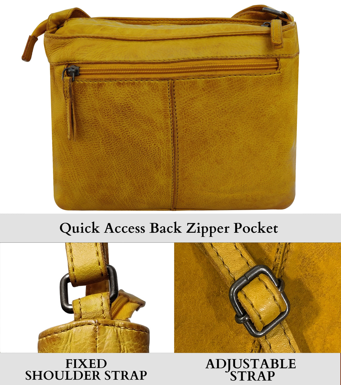 Leather Crossbody Bag for Women, Ocher