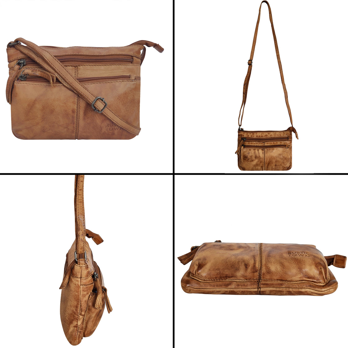 Leather Crossbody Handbag for Women, Cognac