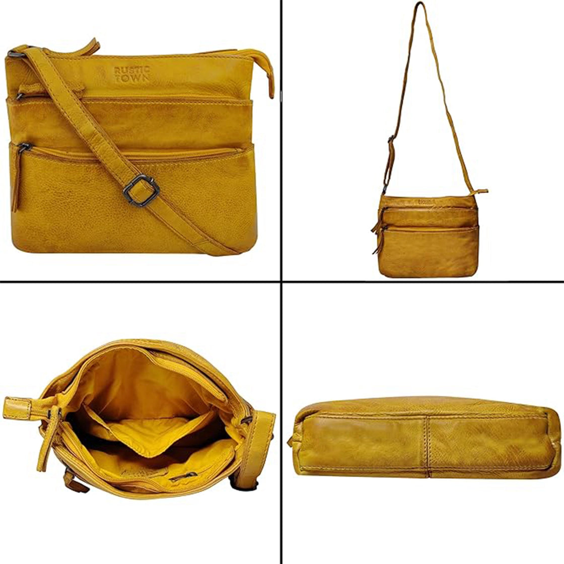 Leather Crossbody Bag for Women, Ocher