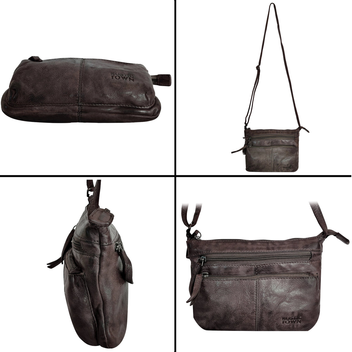 Leather Crossbody Handbag for Women, Taupe