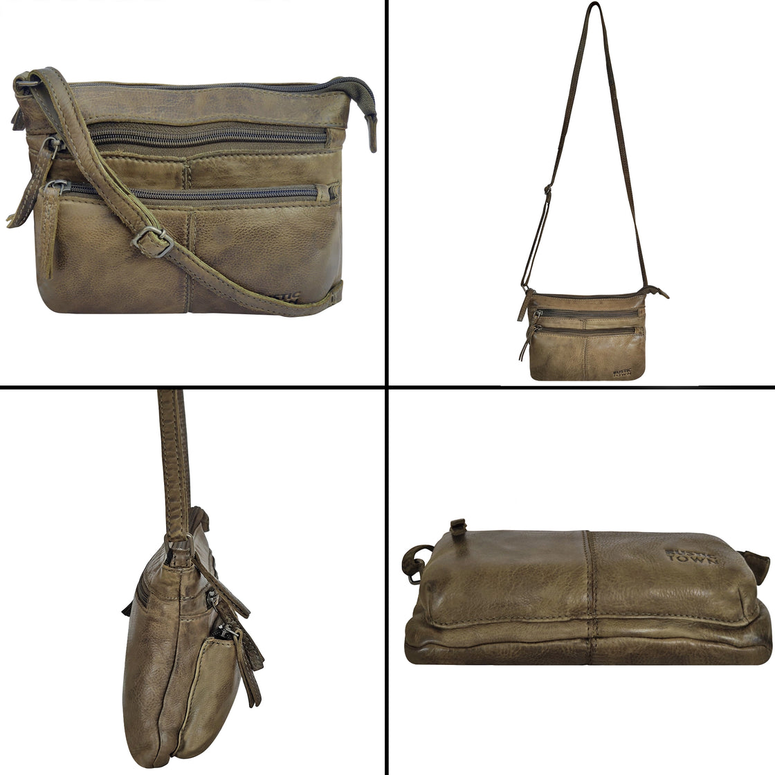 Leather Crossbody Handbag for Women, Olive