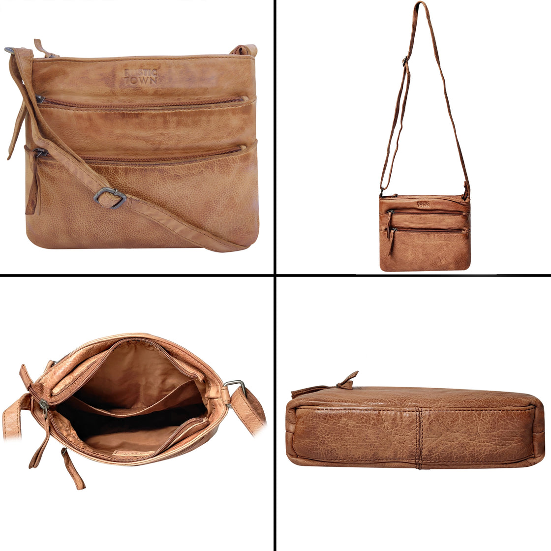 Leather Crossbody Bag for Women, Cognac