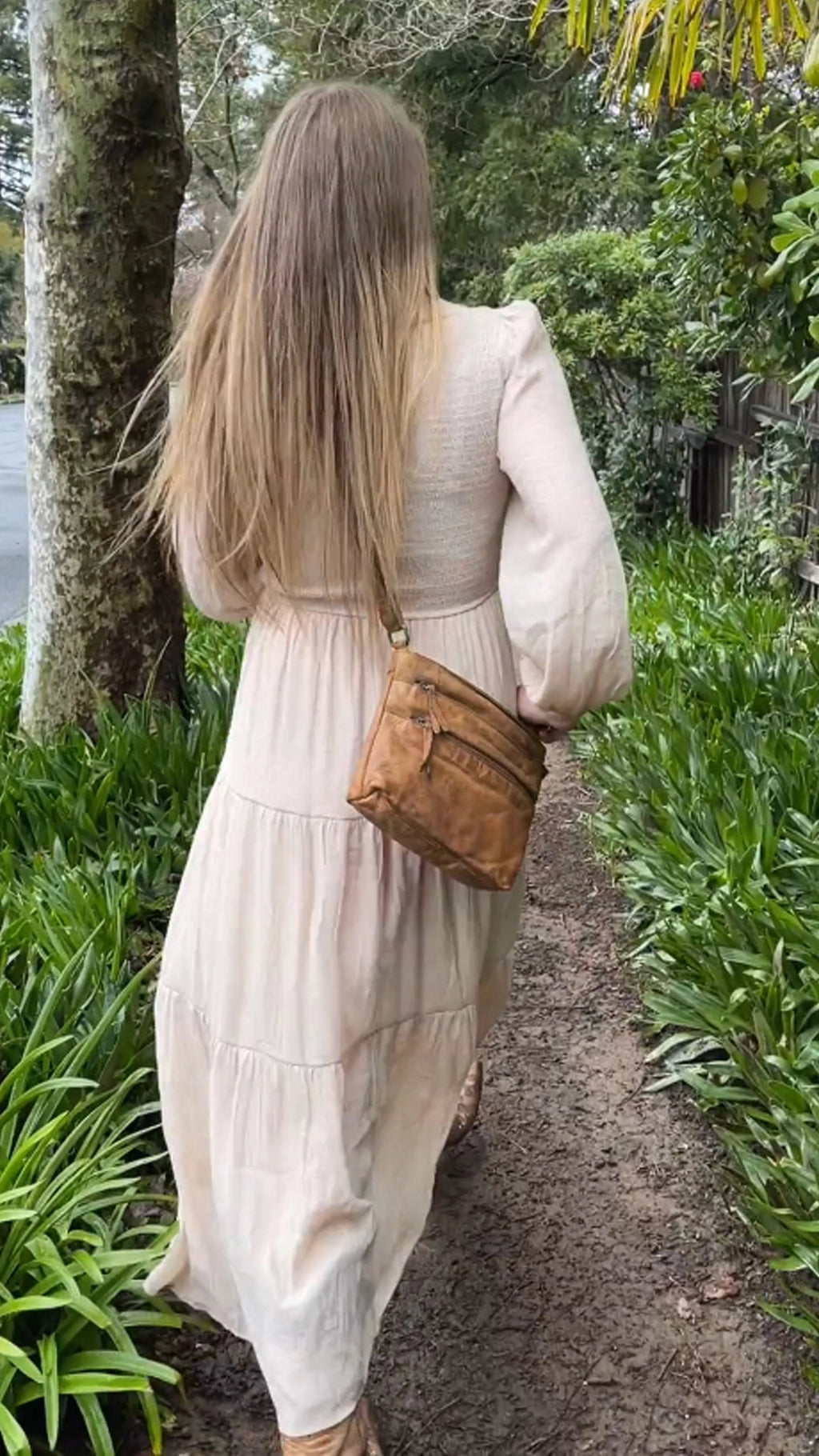 Leather Crossbody Bag for Women, Cognac