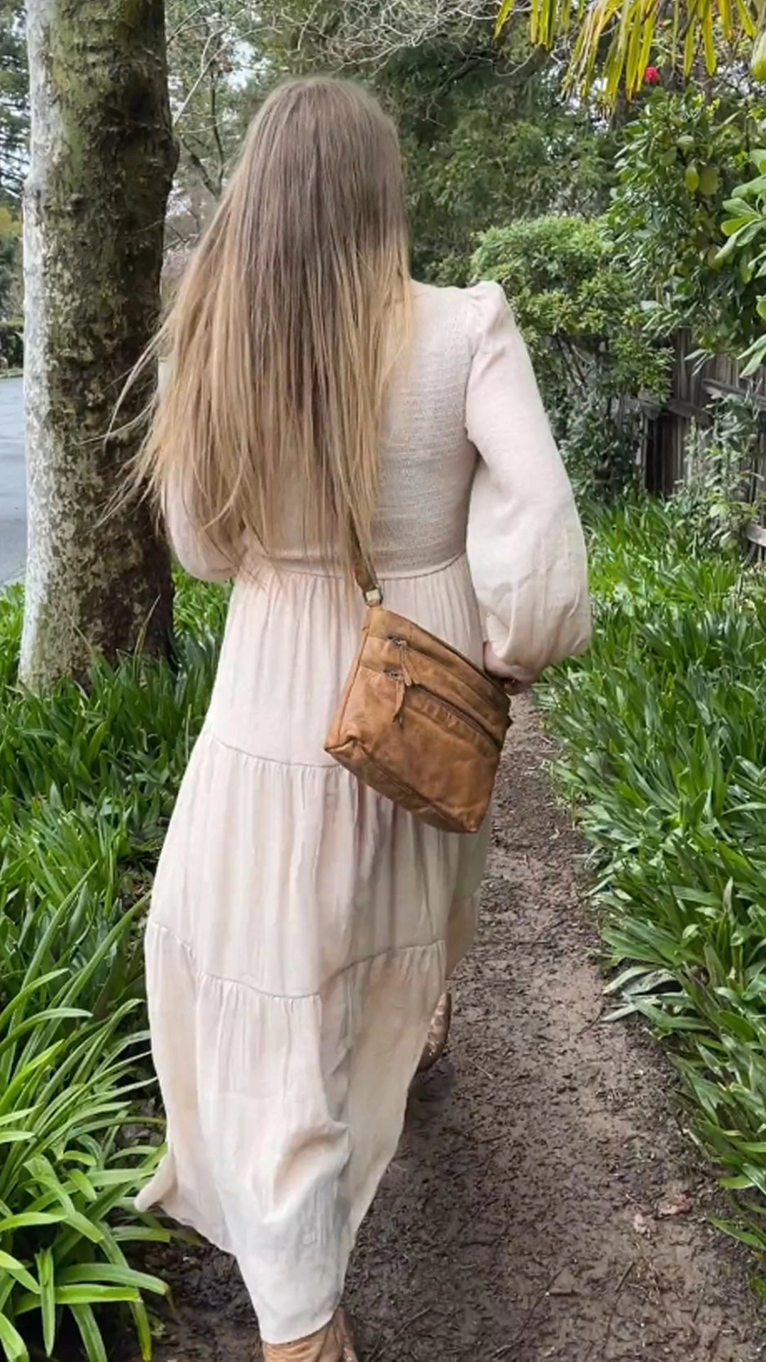 Leather Crossbody Bag for Women, Cognac