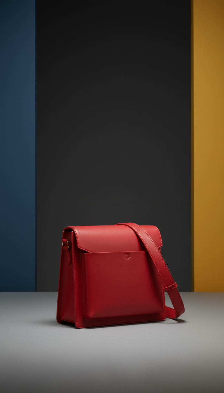 Red Crossbody Satchel with Statement Flap
