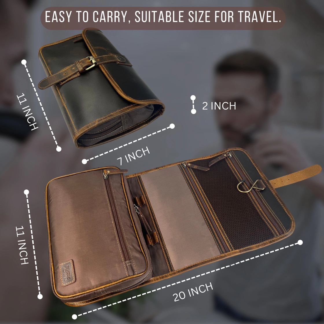 Finley Leather Hanging Toiletry Bag