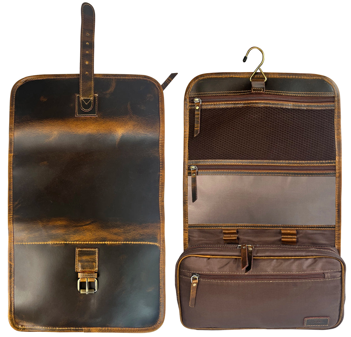 Finley Leather Hanging Toiletry Bag