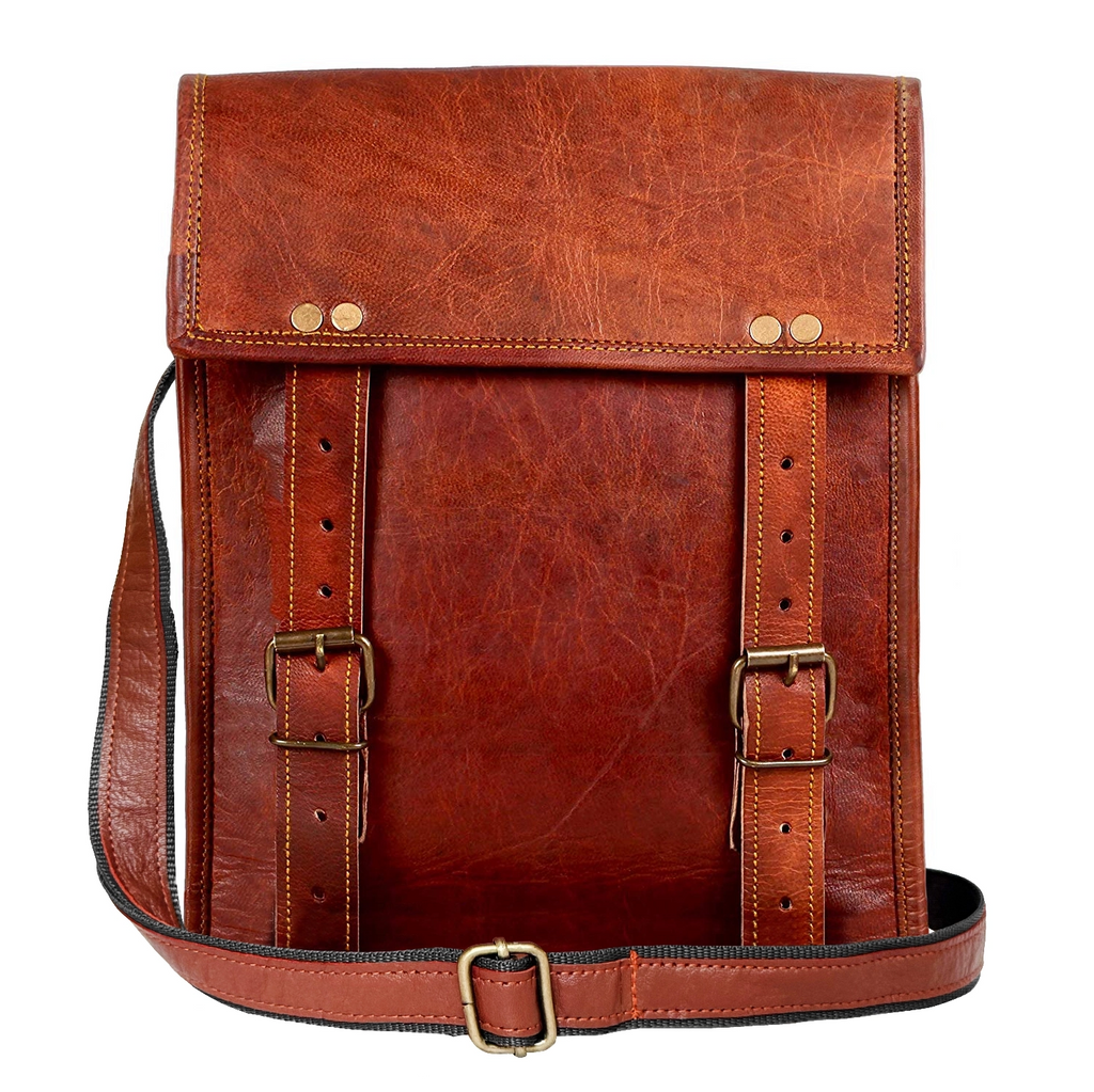 Zeus 11" Leather Crossbody iPad Tablet Messenger Bag