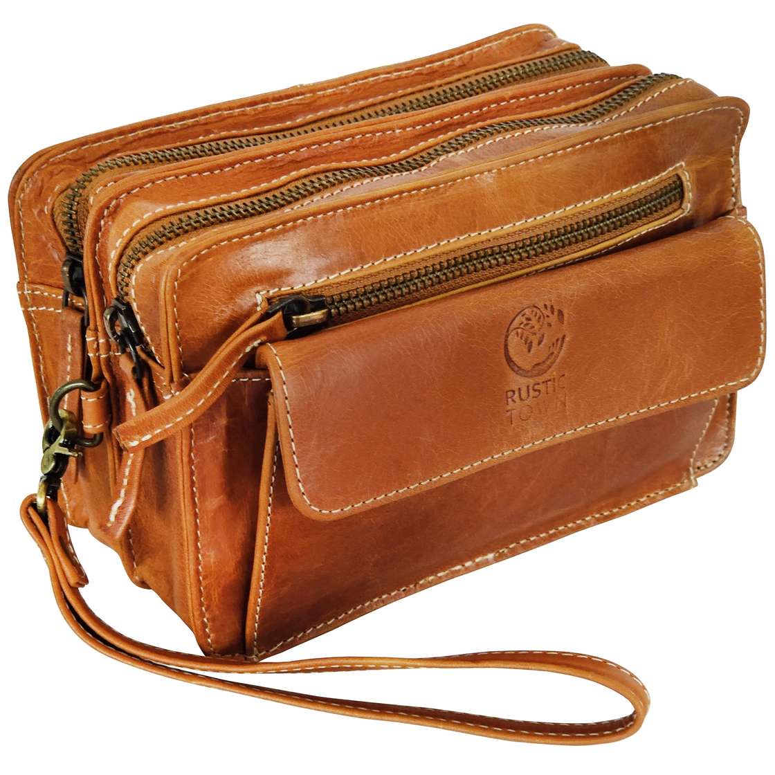 Leather Hand Pouch Men Purse Wallet Clutch Wrist Bag
