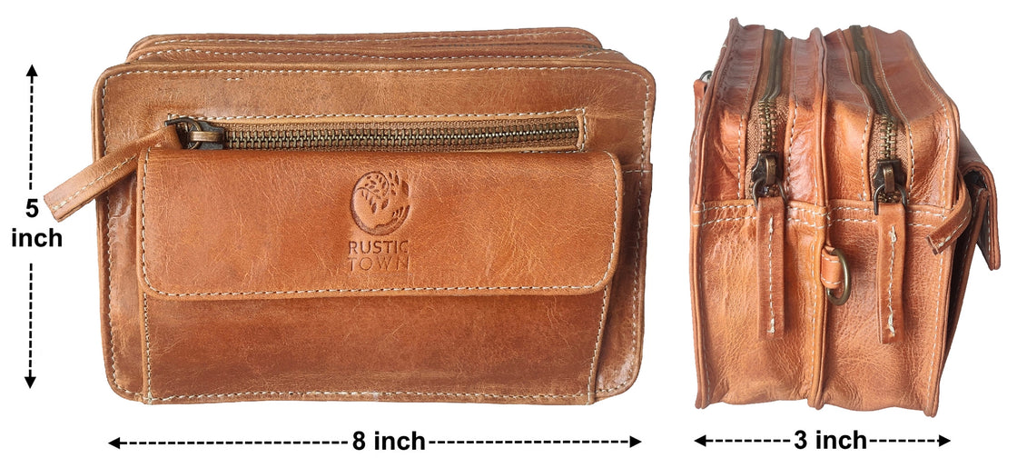 Leather Hand Pouch Men Purse Wallet Clutch Wrist Bag
