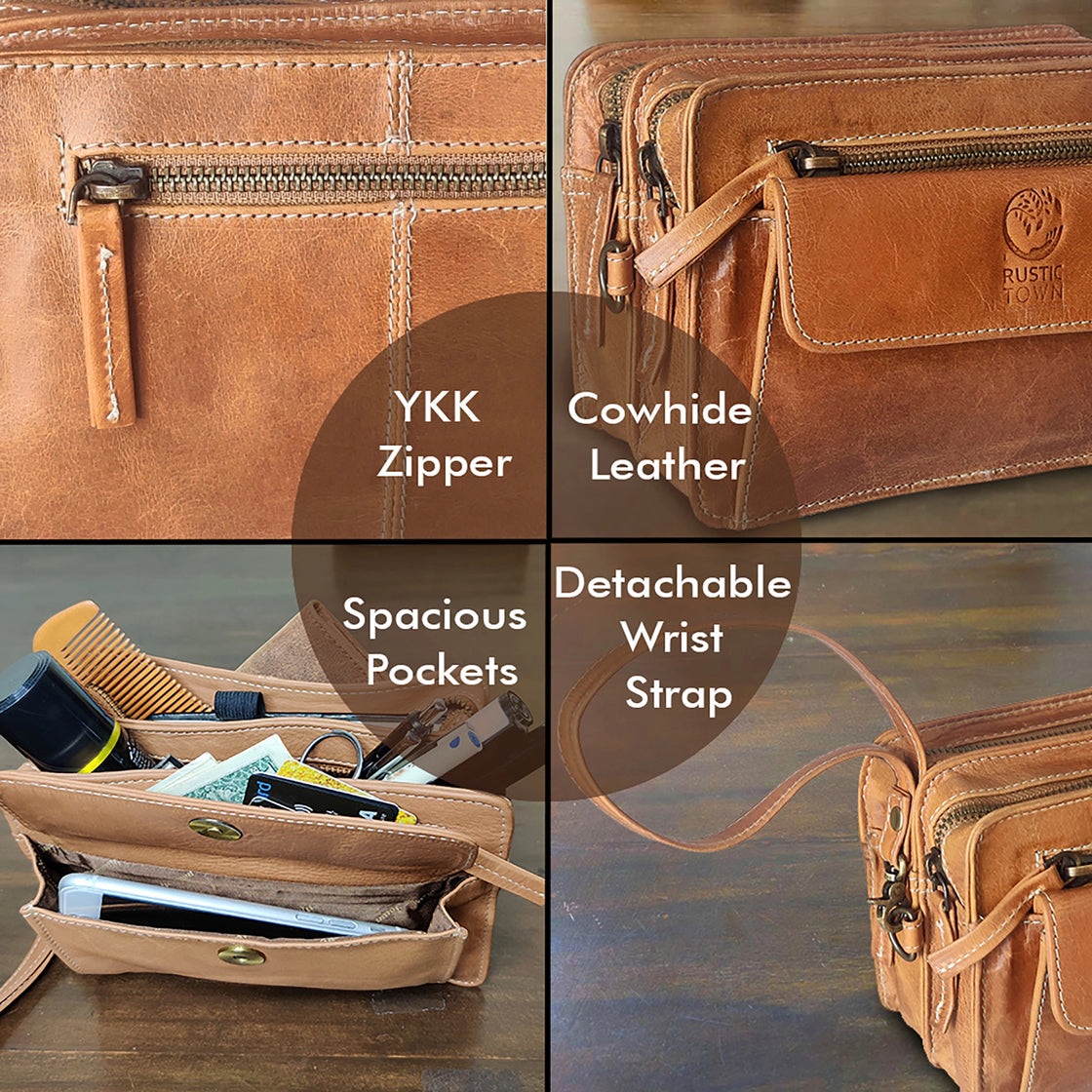 Leather Hand Pouch Men Purse Wallet Clutch Wrist Bag