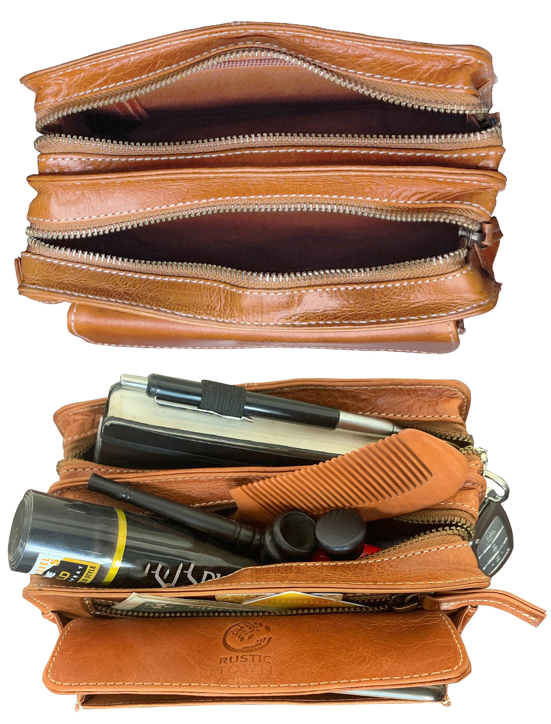 Leather Hand Pouch Men Purse Wallet Clutch Wrist Bag