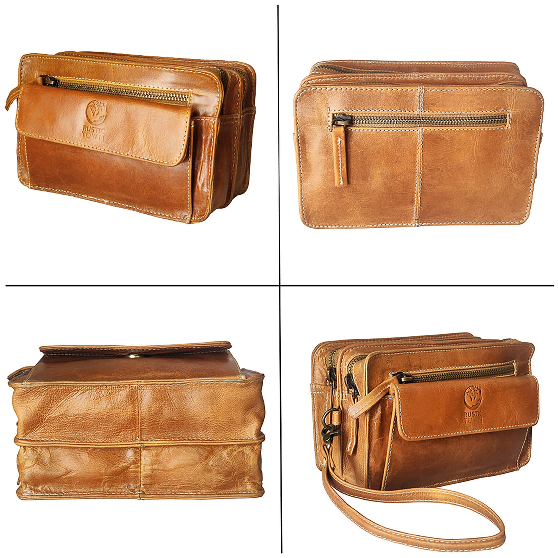 Leather Hand Pouch Men Purse Wallet Clutch Wrist Bag