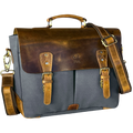 Rover Leather Canvas Messenger Bag Briefcase Laptop Bag (Dark Grey)